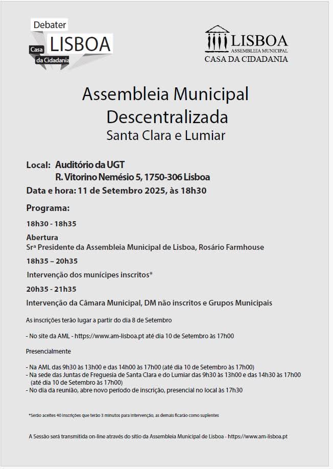 Assembleia Municipal Descentralizada – Santa Clara e Lumiar