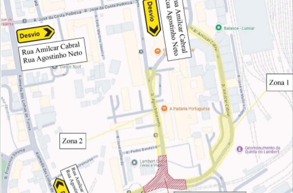 Condicionamento de trânsito: Rua Agostinho Neto e Rua Amílcar Cabral