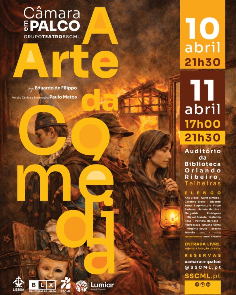 Auditório da Biblioteca Orlando Ribeiro recebe nos dias 10 e 11 de abril a peça “A Arte da Comédia”